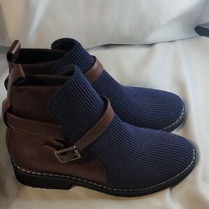 Men's Navy and Brown Ankle Boots